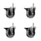 Service Caster Semi Steel Swvl Grip Ring Caster Set 4 w/3''Wheel&7/16''Stem-4 Swvl w/Top Lck BRK, 4PK SCC-GR20S415-SSR-PLB-716138-4 - alternate 1